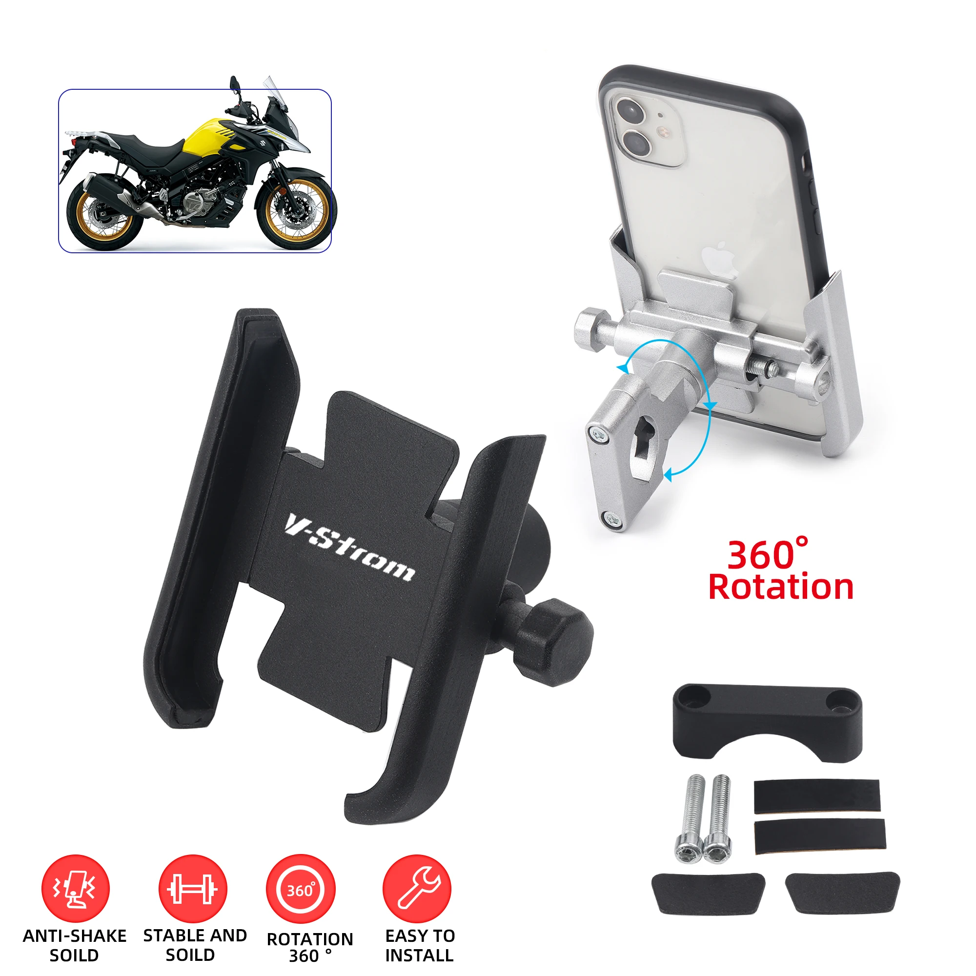mobile phone holder for suzuki vstrom dl 250 650 1000 v strom 650xt 1000xt motorcycle accessories handlebar gps stand bracket free global shipping