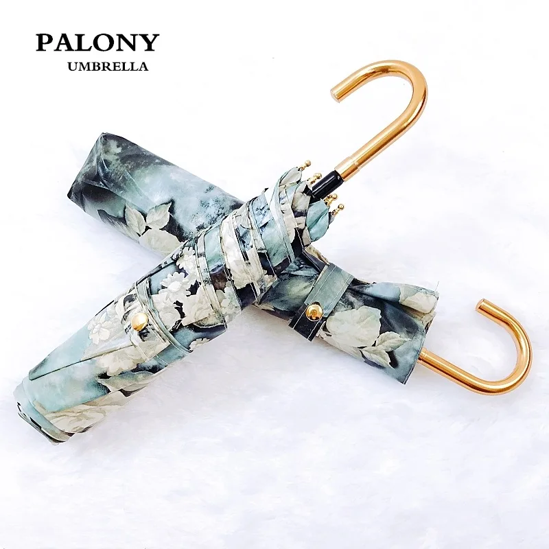 

Brand Mini Woman Umbrella Windproof Sunscreen Uv Protection Parasol Lady Grace Outdoor Travel Hook Handle Girls Sun Umbrella