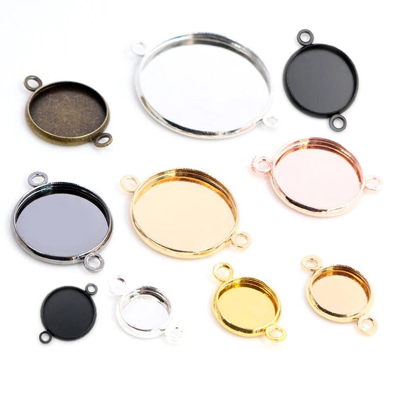 8/10/12/14/16/18/20/25mm Inner Size 7 Colors Plated High Quality Iron Material Fit 8-25mm Cabochons Pendant Tray