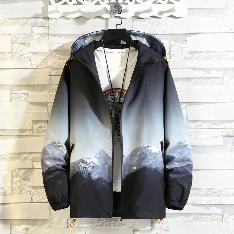 

Plus Size 10XL Jacket Men Spring Autumn Fashion Casual Gradient Jackets Coats Male Big Size 10XL Outerwear 150KG