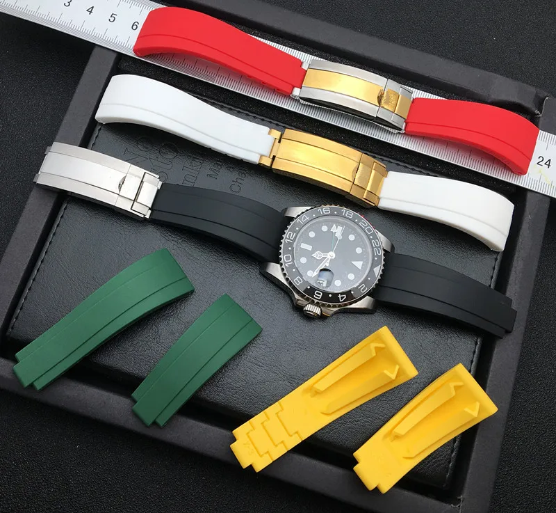 

20mm 21mm nature silicone Rubber Watchband For Role strap Oyster Perpetual Yacht-Master COSMOGRAP Sub-mariner Watch band tools