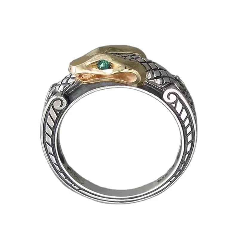 

Vintage Two Tone Snake Rings for Women Men 2022 New Fashion Personality Crystal Charm Ring Male Punk Party Jewelry Gift