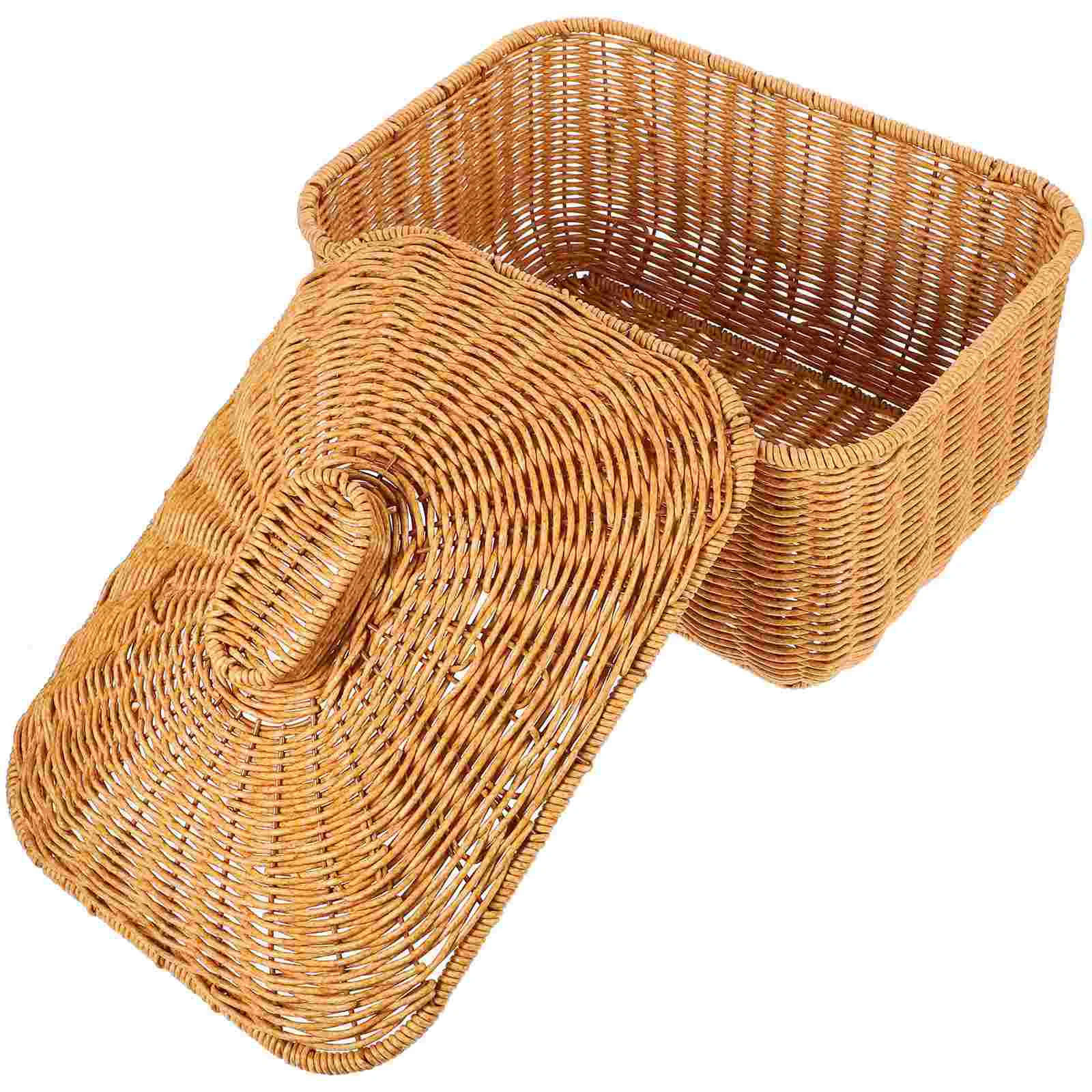 

Rattan Storage Basket Multi-function Bread Desktop Baskets Weaving Woven Decor Rack Sundries Organizer Decorative