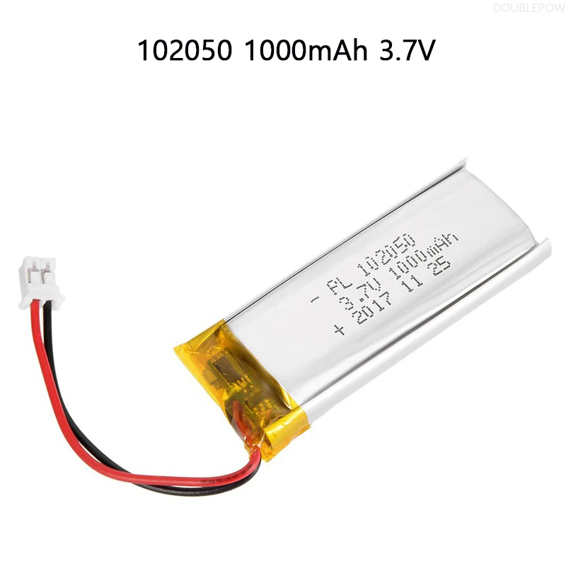 3.7V 102050 Lipo Cells,1000mah Lithium Polymer Rechargeable Battery for GPS Recording Pen LED Light Beauty Instrument MP3