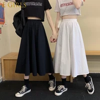 e girls skirts women simple solid leisure loose 3xl long skirt korean style elastic weight a line student streetwear trendy bf