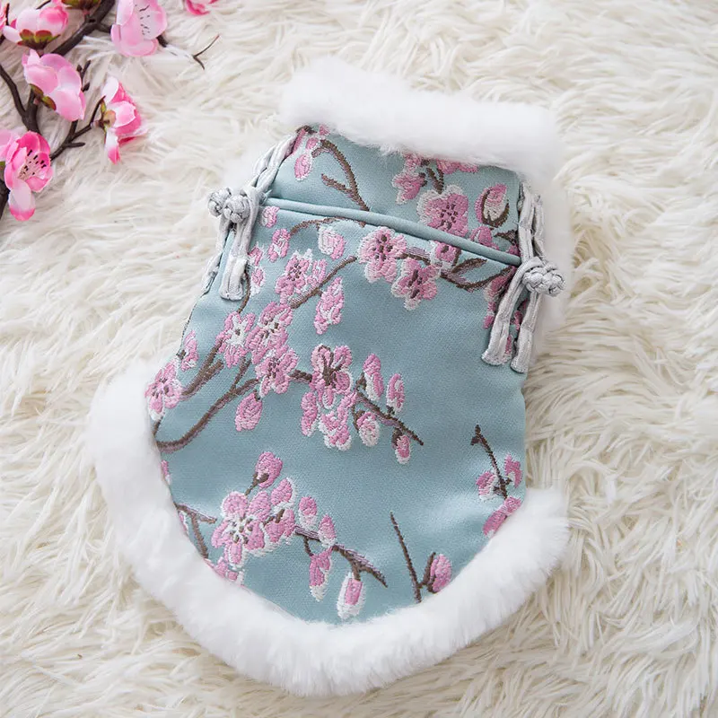 

Костюм Тан, одежда для собак, флисовая куртка с цветочной вышивкой, одежда для маленьких собак, элегантный модный костюм, зимние товары для п...