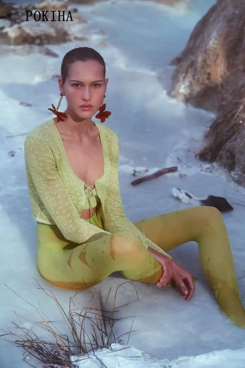 

Pokiha New Fashion Women Tied Bow Knitting Cropped Blouses Long Sleeve Print Cardigan Female Chic Outwear Chic Tops