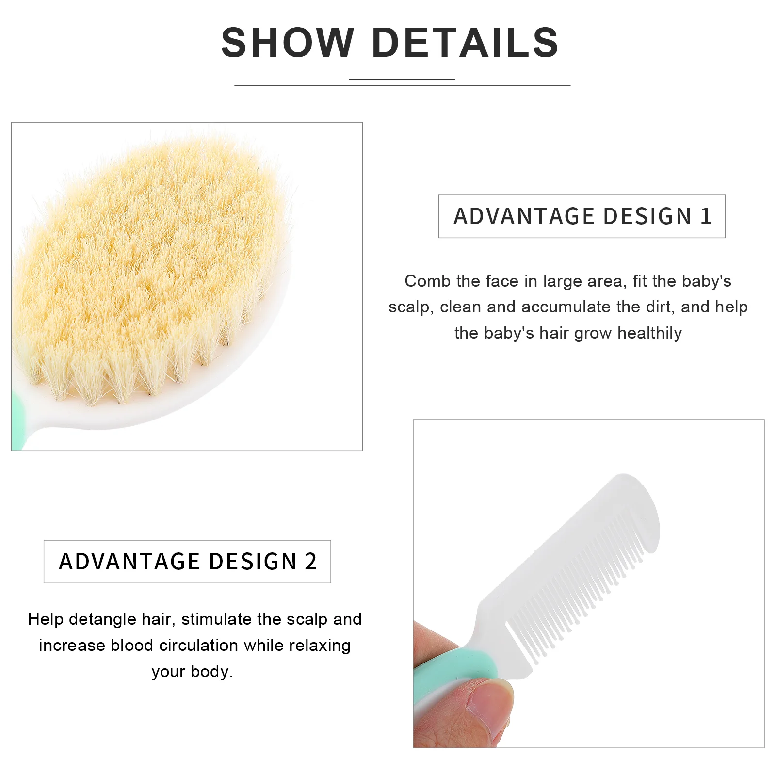 Набор детских щеток из 2 предметов расческа для младенцев шерстяной скруббер