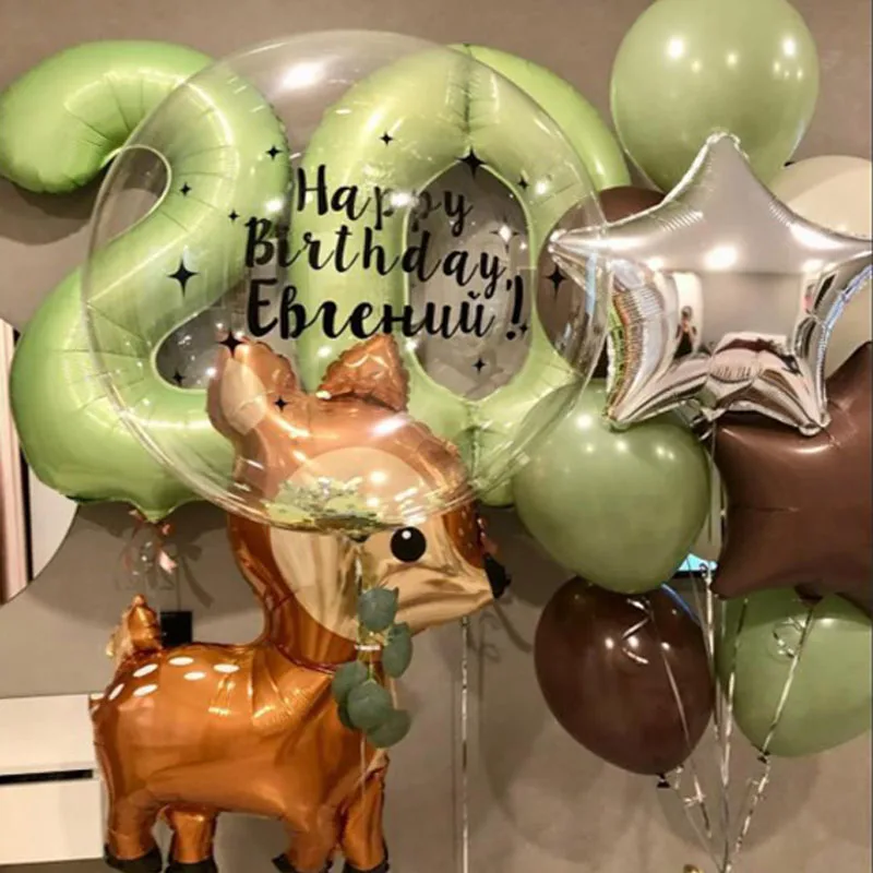 

Cartoon Deer Fox Animal Aluminum Foil Balloon 40inch Olive Green Numbers Jungle Safari Party Happy Birthday Decor Kids Baby Show