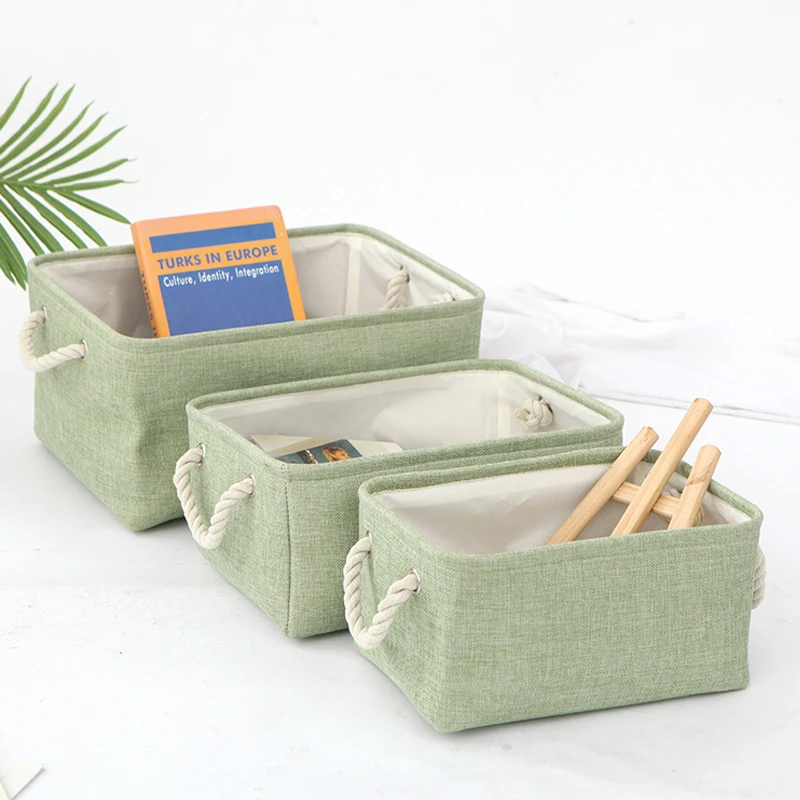 

Rectangle Linen Fabric Laundry Storage Basket Folding Underwear Kids Toy Organizer Sundries Books Storage Box Home Organization