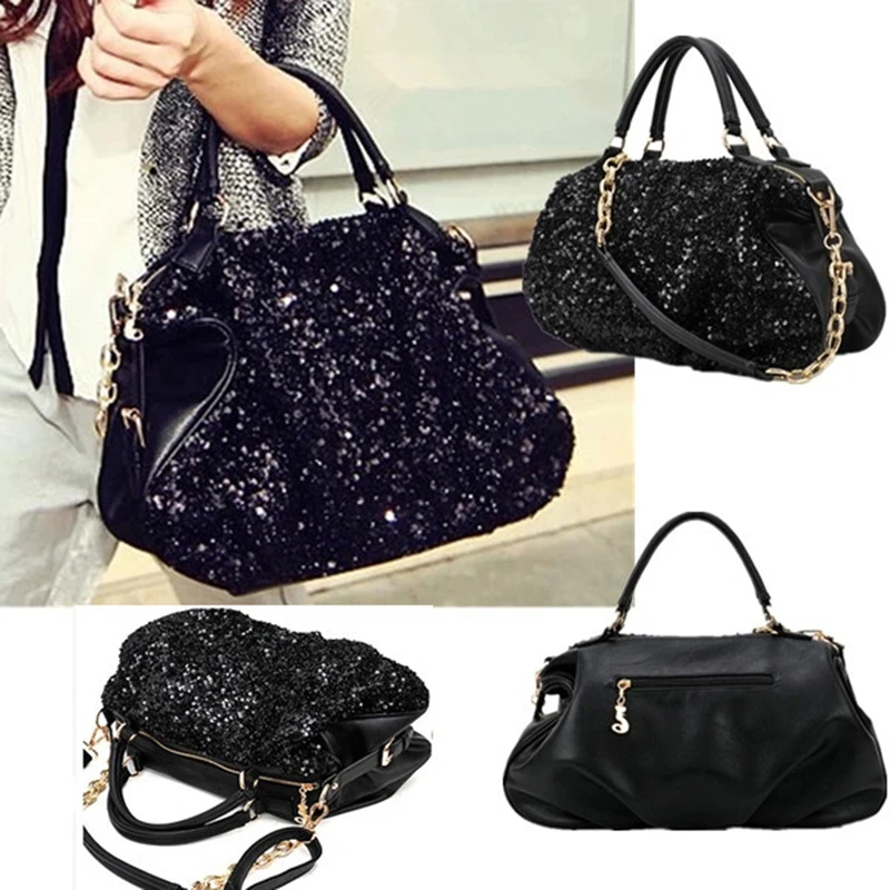 

Fashion New Style Sequin Patent Leather WOMEN'S Bag High-End Korean-style Casual Versatile Hand Shoulder Bag Women