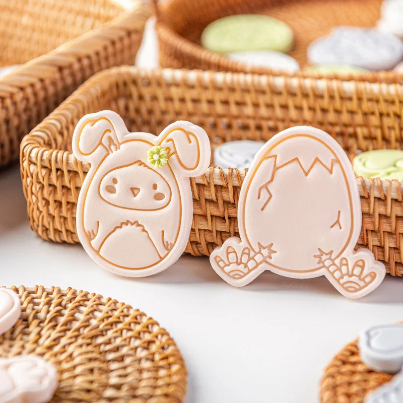 Happy Easter Cookie Embossed Mold New Cartoon Rabbit Egg Fondant Cutter Cute Bunny Pattern Biscuit DIY Baking Tools | Дом и сад