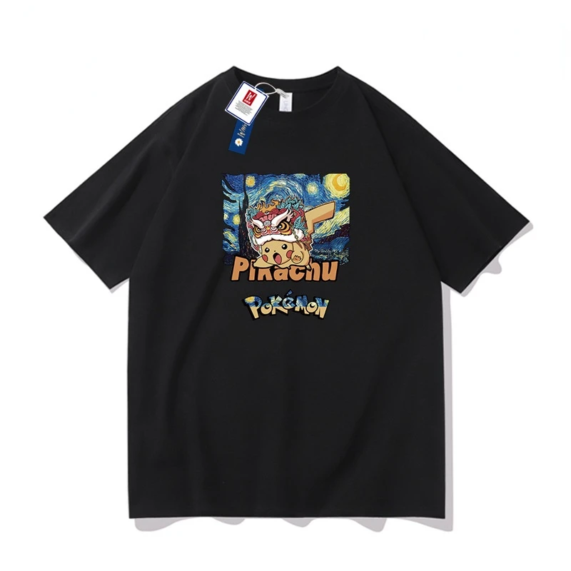 

Cute Pokemon Pikachu Short Sleeve Summer Loose Cotton All-match Clothes Children's Gifts Holiday Gifts