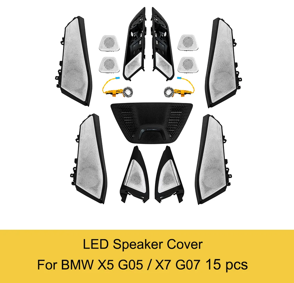 

Крышка динамика с окружающим освещением для BMW X5 X6 X7, G05 G06 G07, обновленная светодиодная решетка динамика с подсветкой среднечастотного твитера