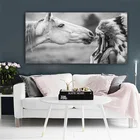 интерьер для дома декор для дома картина Черно-белая индийская девушка и лошадь настенная Картина на холсте Современная гостиная домашний декор плакаты и принты Куадрос