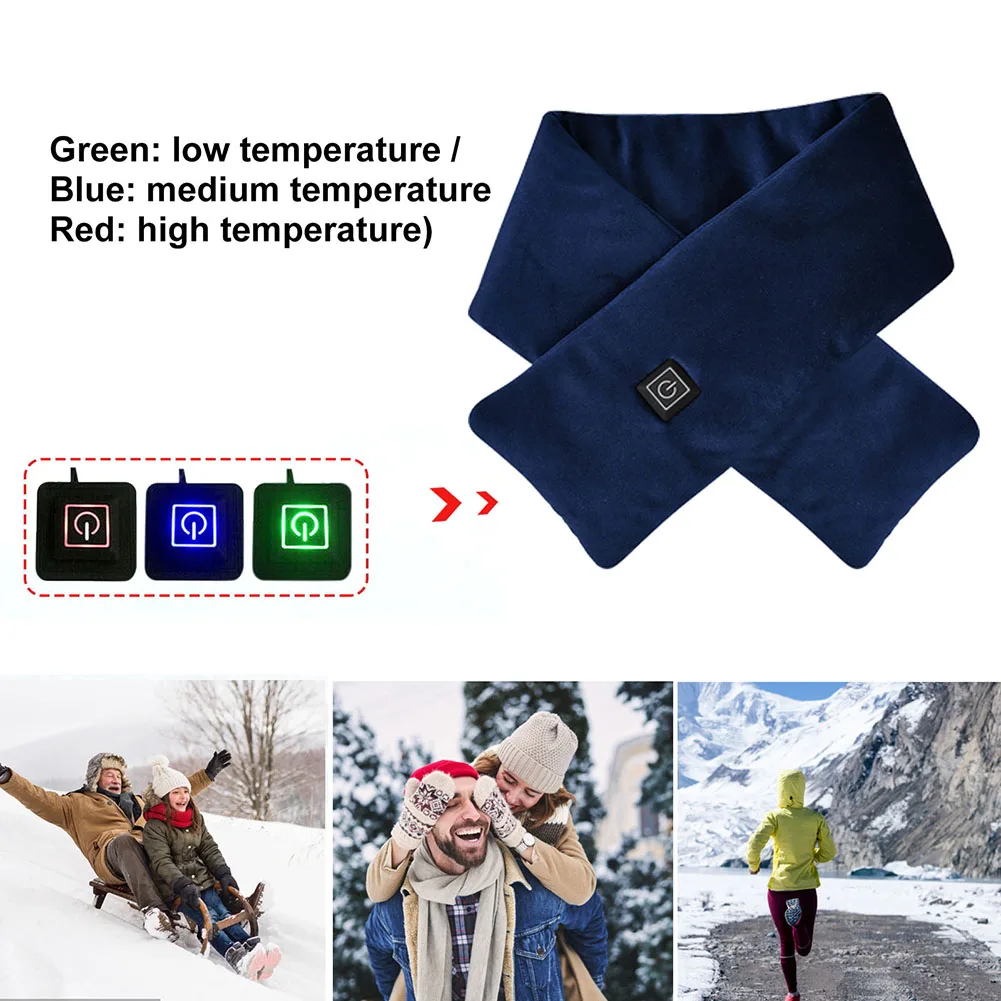 

Winter Scarf Heated Scarf USB Charging 3 Gears Women Heating Scarf Couple Neckerchief Plush Collar Scarves Shawl Neck Warmer