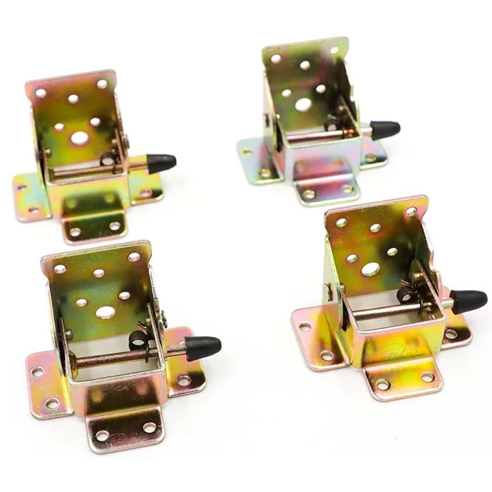 

4X Iron Locking Folding Table Chair Leg Brackets Hinge Self Lock Foldable Hinges Furniture Hinge Woodworking Hardware