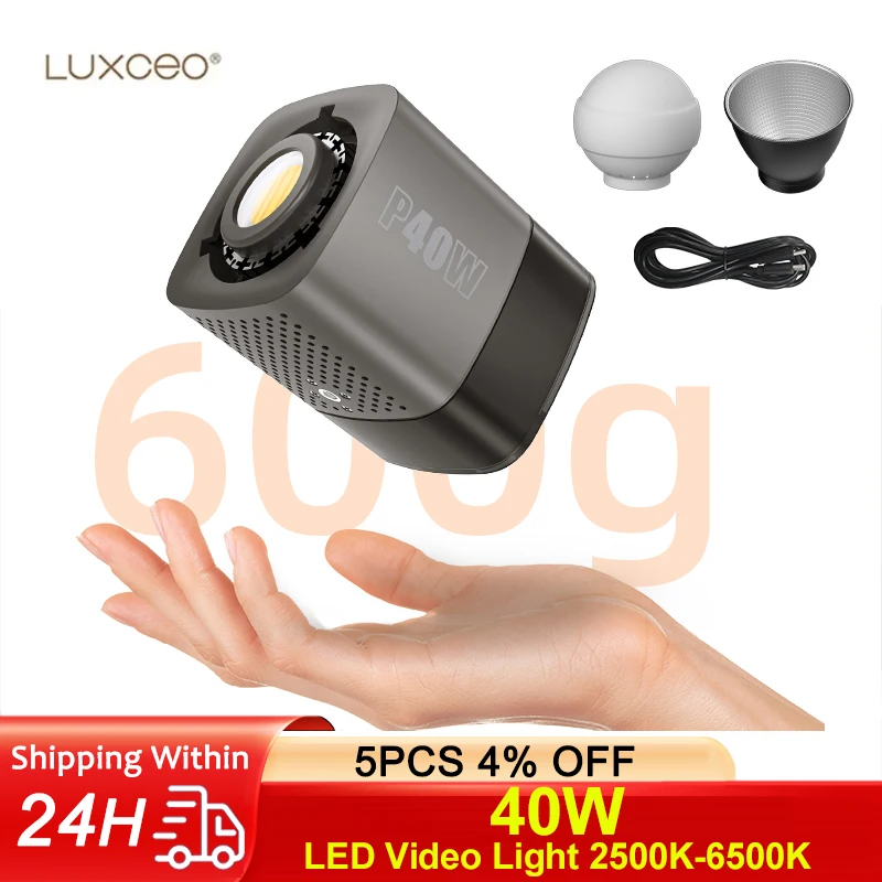 LUXCEO 40 Вт Лампа для фотосъемки 2500–6500 К Заполняющая лампа с магнитным креплением