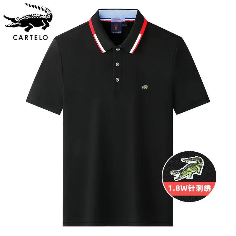 

CARTELO European And American Men's New Short Sleeve Summer Cotton Embroidered Business Polo Shirt Loose Oversized Lapel T-shirt