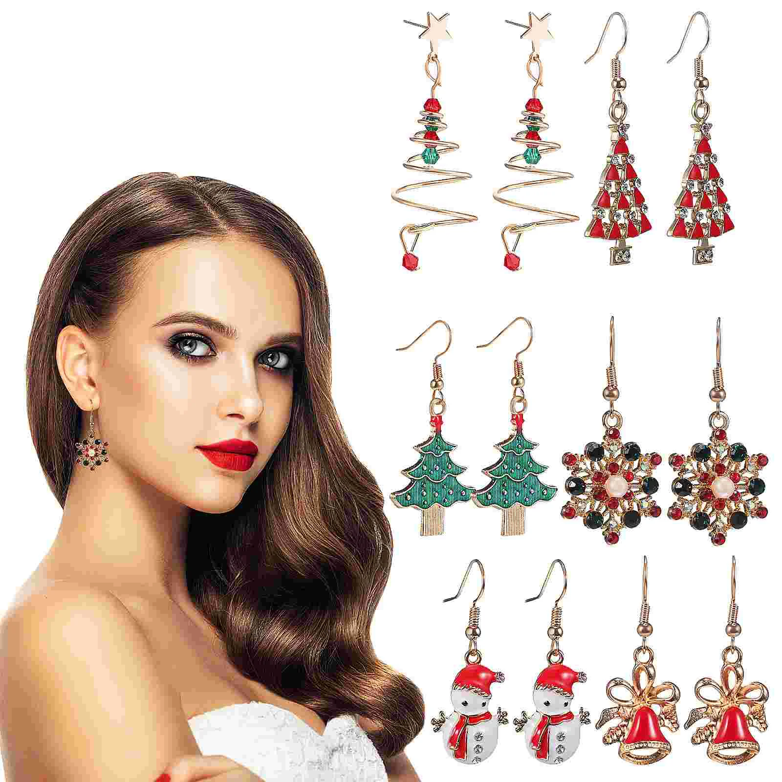 

6 Pairs Earrings Jewelry Women Drop Aesthetic For Girls Alloy Christmas Dangle Miss Jewelries