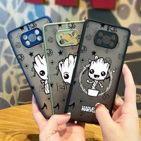 marvel groot cartoon cute for xiaomi mi 11t 11 10 ultra pro lite note10 poco x3 f3 gt nfc m3 frosted translucent phone case capa