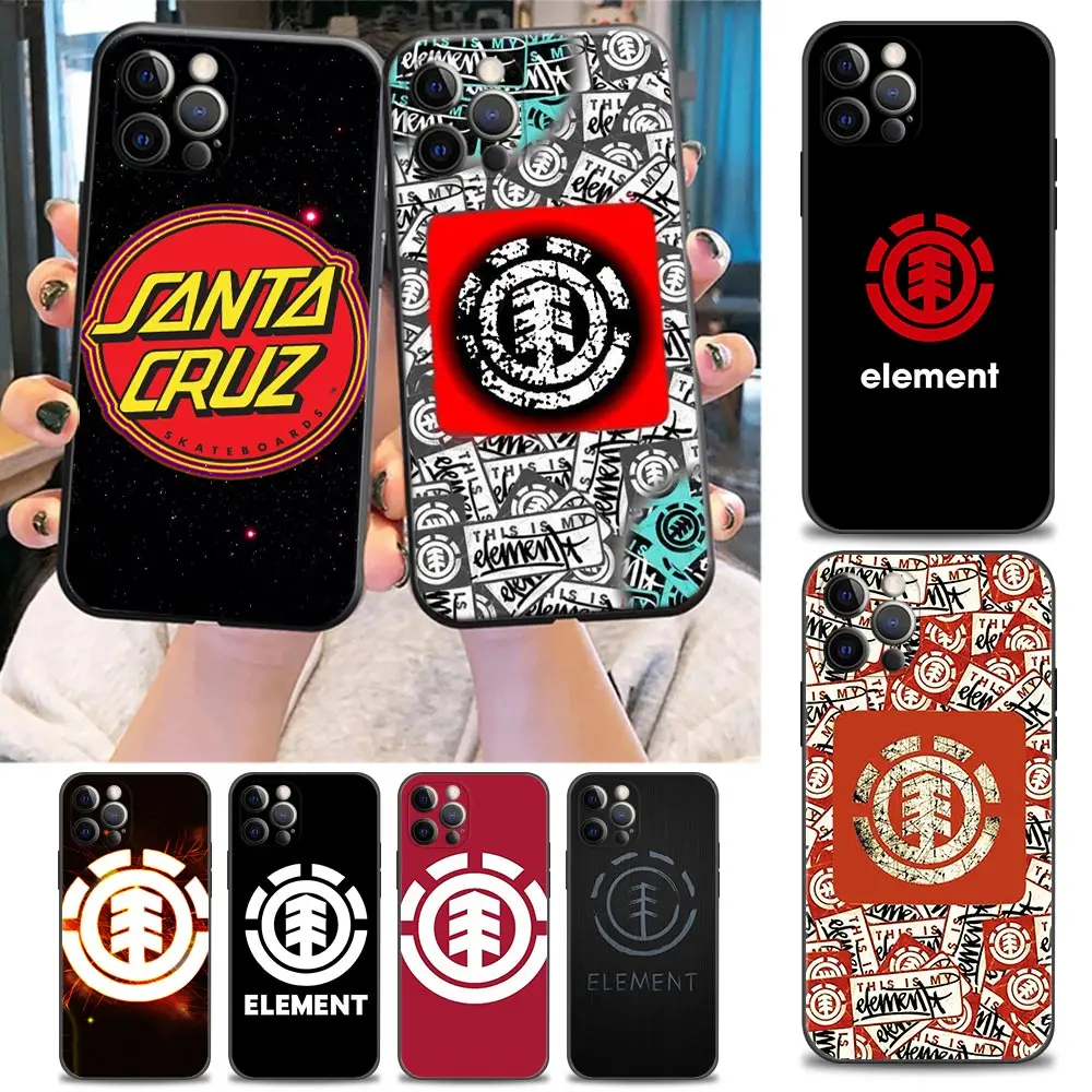 

Phone Case for iPhone 11 12 13 Pro Max 7 8 SE XR XS Max 5 5s 6 6s Plus Case Soft Silicone Cover Element skate passion skateboard