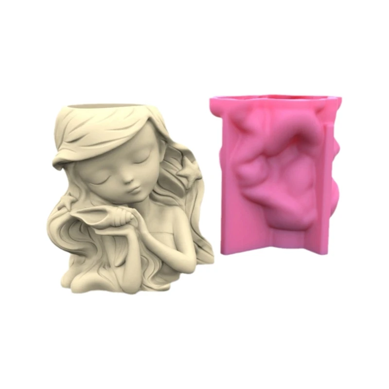 

Conch Girl Gypsum Resin Silicone Molds for Making Succulent Plant Flower Pot
