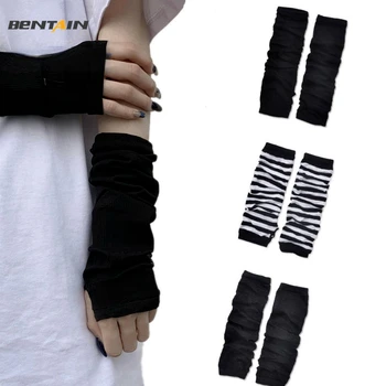Unisex Long Fingerless Gloves Anime Cosplay Gothic Gloves Arm Warmer Knitted Wrist Elbow Mittens Arm Sleeve Apparel Accessories 1