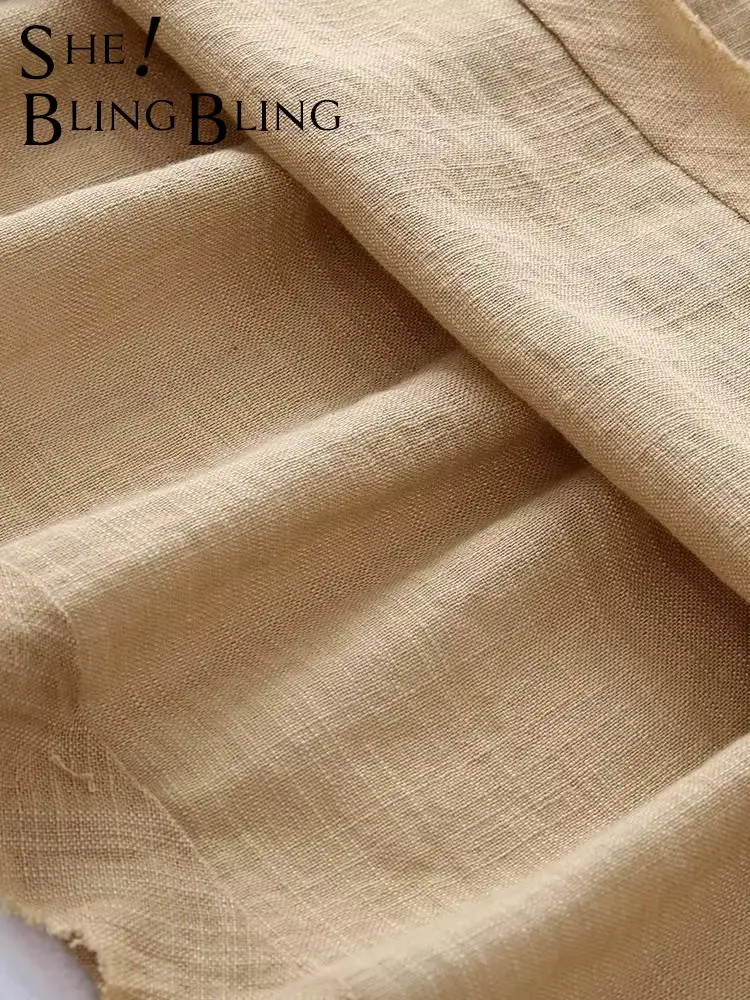 Женское льняное платье-Халат средней длины с рукавом реглан |