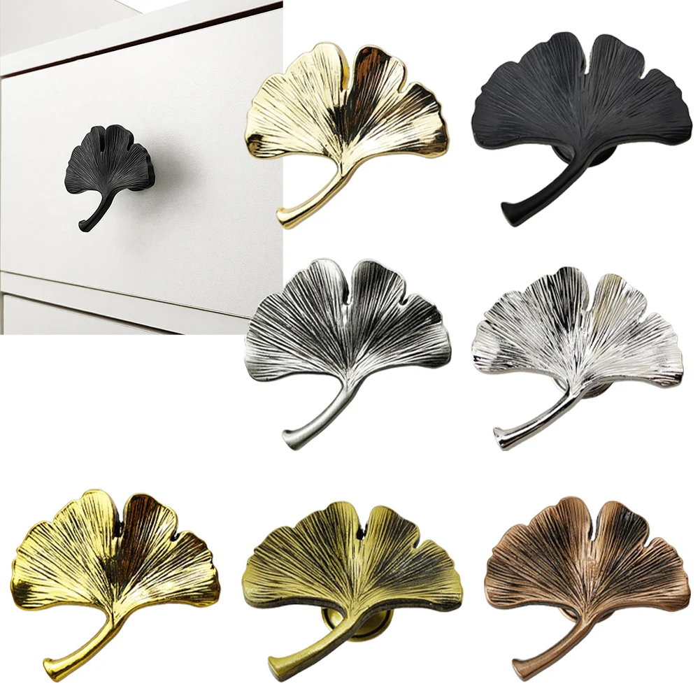 

Ginkgo Leaf Furniture Handle Zinc Alloy Door Cabinets Knobs Retro Dresser Handles For Cabinets Children Room Drawers Home Decor