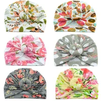 floral print newborn caps baby girl infant turban hat princess bonnet cap kids birthday photography props wrap hat for 0 3 years