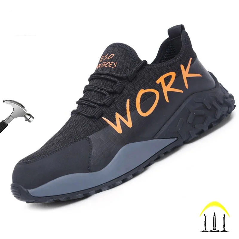 

Diansen 2023 New Safety Shoes for Men Work Sneakers Breathable Steel Toe Shoes Mesh Non Slip Indestructible Platform Sneaker