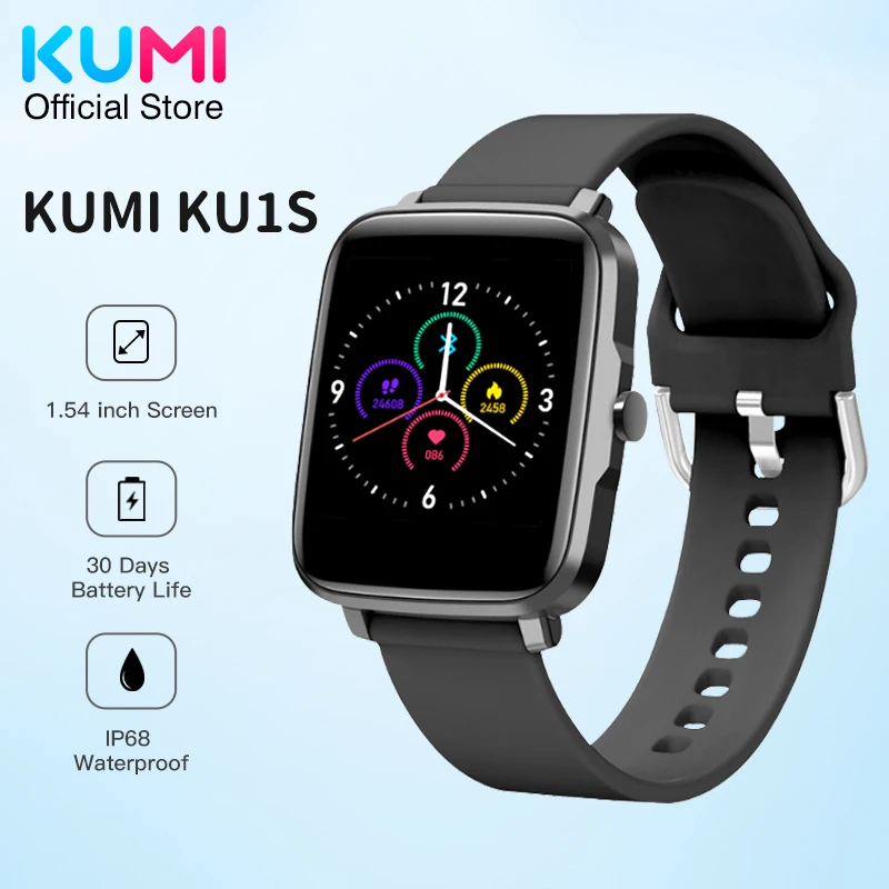 

Смарт-часы KUMI KU1S мужские/женские спортивные с пульсометром и тонометром