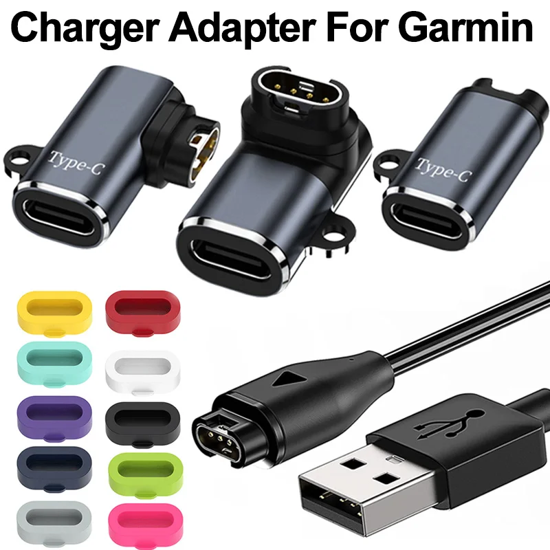 Charger Adapter Type C/IOS for Garmin Fenix 7/7S/7X/6/6S/6X Forerunner 745 955 945 Smart Watch Charging Cable with Dust Plug