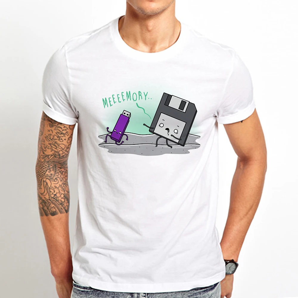 

New Arrival Floppy Disk Memory Diskette Funny Vintage Geek Tee Shirt Men Short Sleeve Unisex Streetwear Geeker Tshirt Homme Topd