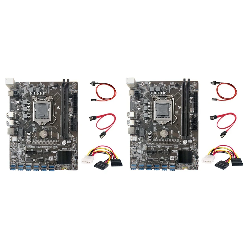 

HOT-2X B250C Mining Motherboard With 4PIN To SATA Cable+Switch Cable+SATA Cable 12 PCIE To USB3.0 GPU Slot LGA1151 DDR4