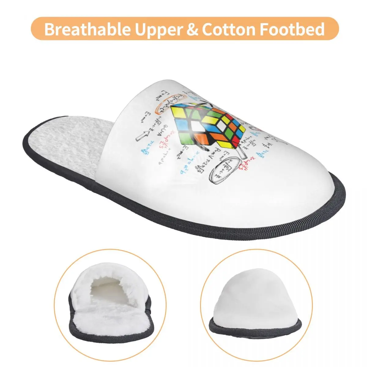 Женские домашние тапочки с кубиком Рубикса и принтом на заказ уютные теплые