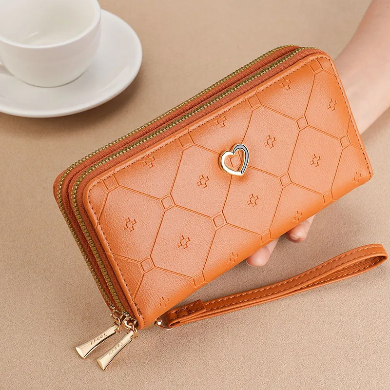 

Women's wallet fashion Ladies mobile phone bag long printing new clutch bag love Double zipper hand strap bag Multiple color 856
