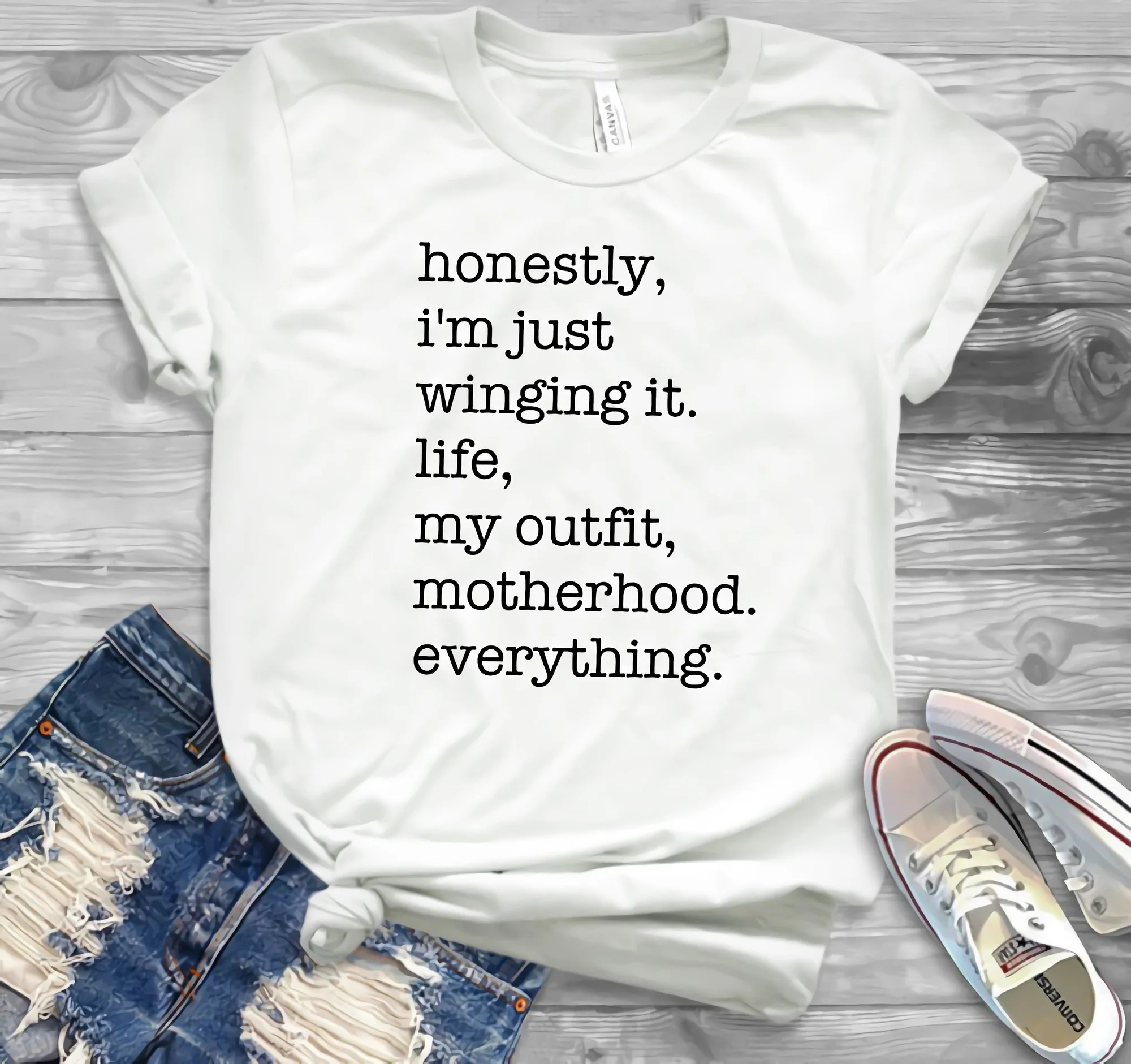 

2019 Cool Mom Shirt Women Winging It T-Shirt Motherhood Shirts Mom Life Shirt