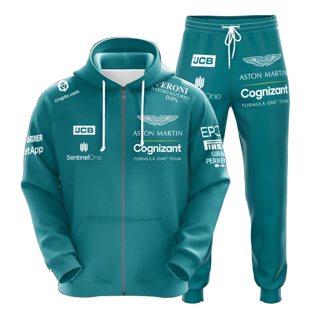 Aston Martin Cognizant F1 JCB Peroni All Over Print 3D Apparels Hoodie & Sweatpants - Turquoise Conjunto De Moletom Feminino