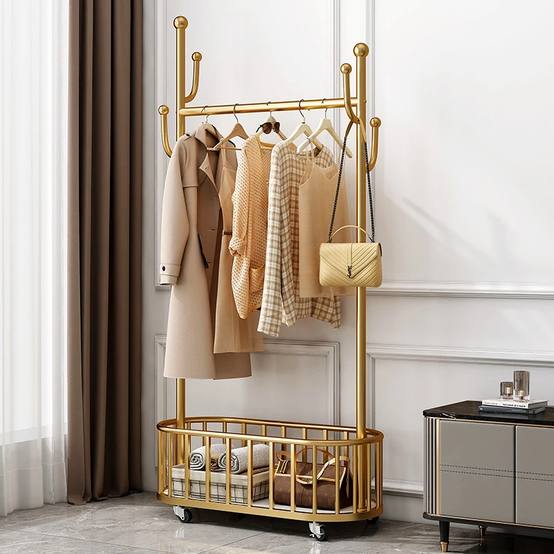 

Rolling Portable Clothes Rack Heavy Duty Wheels Extension Modern Clothes Rack Iron Storage Guarda Roupa Household Necessities