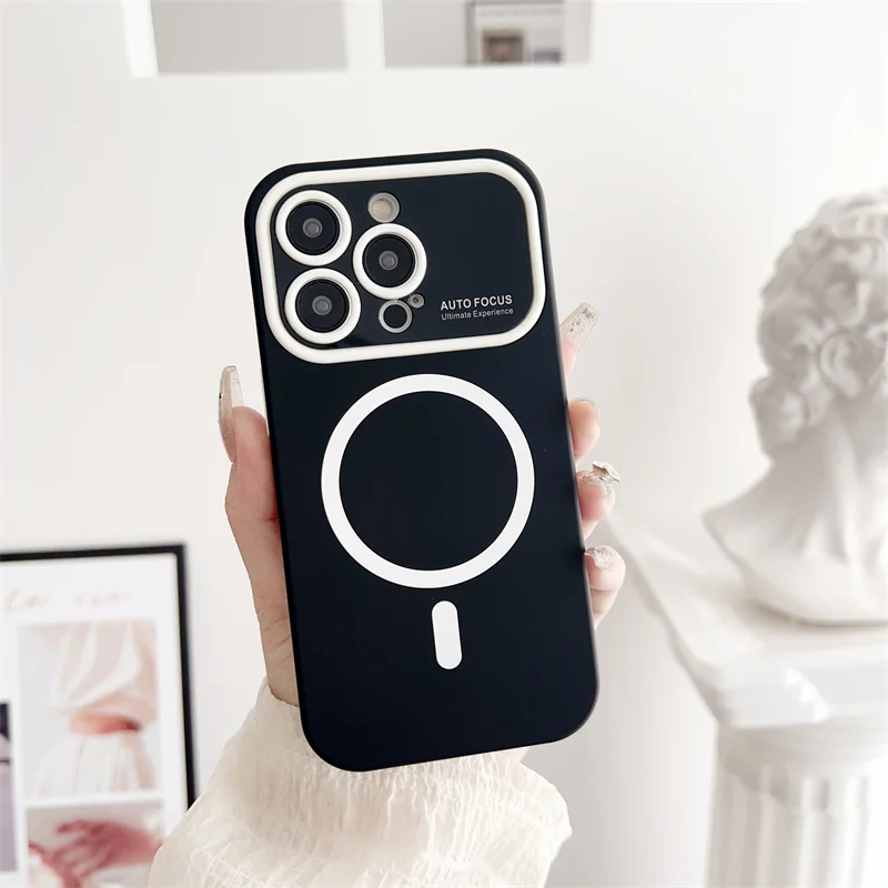 Оригинальный магнитный чехол из жидкого силикона для беспроводной зарядки Magsafe, чехол для iphone 11 12 13 14 Pro Max, роскошный чехол с большим окошком