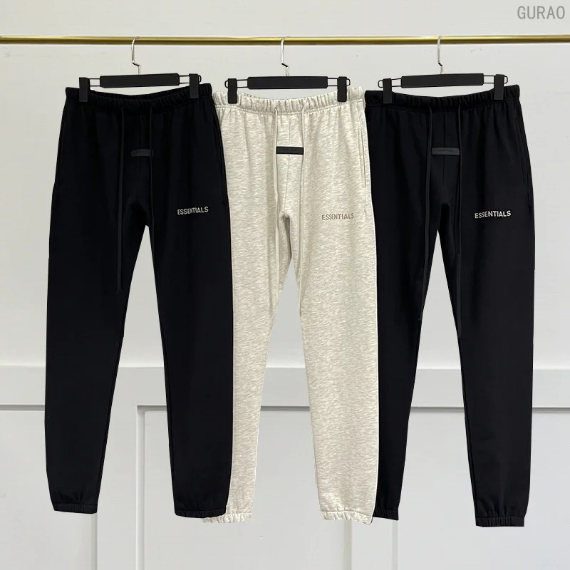 

New Fashion Brand ESSENTIALS Sweatpants 1:1Jogging Pants 100% Cotton Flocking Letters Hip Hop Loose Unisex Sports Pants