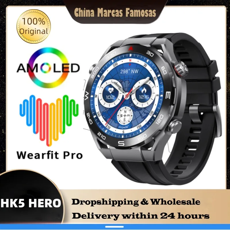 

2023 New Men's And Women's Smartwatch HK5 HERO 1.43-inch AMOLED HD Screen Compass NFC Bluetooth Call Multi-sport Smart Watch