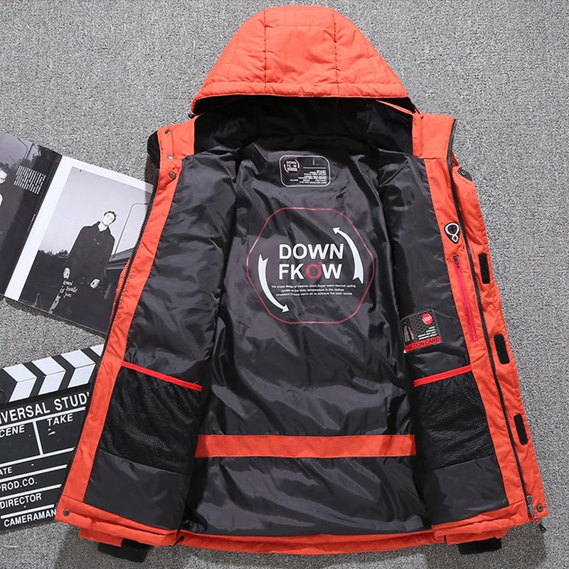 -20 Degree Winter Parkas Men Down Jacket Men Puffer Jacket White Duck Down Jacket Hooded Snow Outdoor Thick Warm Padded Coat