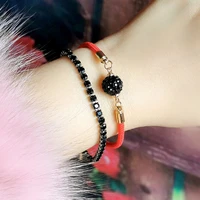 leeker 2021 new auspicious and festive bracelet circle red rope with pink blue crystal ball for women christmas jewelry zd1 xs2