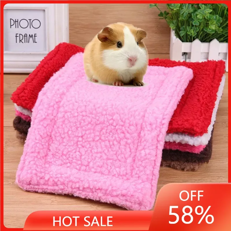 

Double-sided Small Pet Warm Mat Plush Hamster Small Mat Guinea Pig Nest Mat Easy To Carry Rectangular Rabbit Bed Cushion Mat