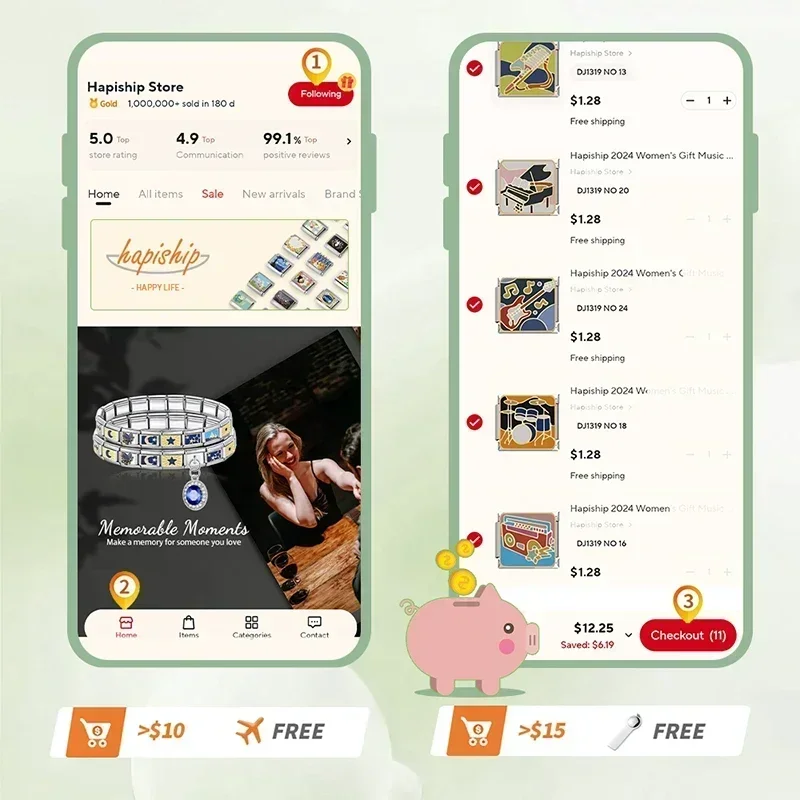 Семейство Hapiship 2024 женская мода профессии шармы итальянские звенья подходит для