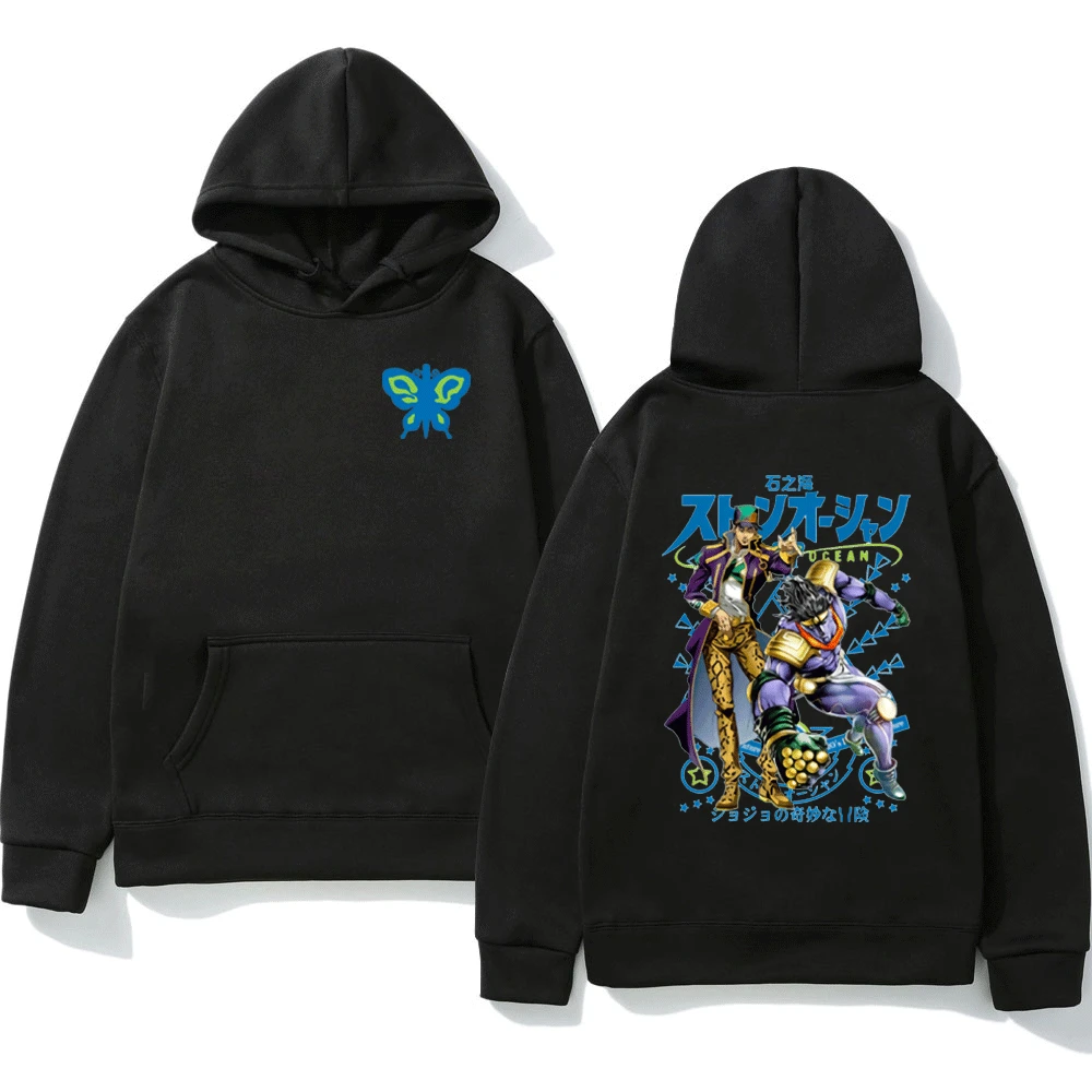 

Толстовка с капюшоном для мужчин и женщин, свитшот с японским аниме принтом невероятные приключения Джоджо, уличный флисовый пуловер с капю...