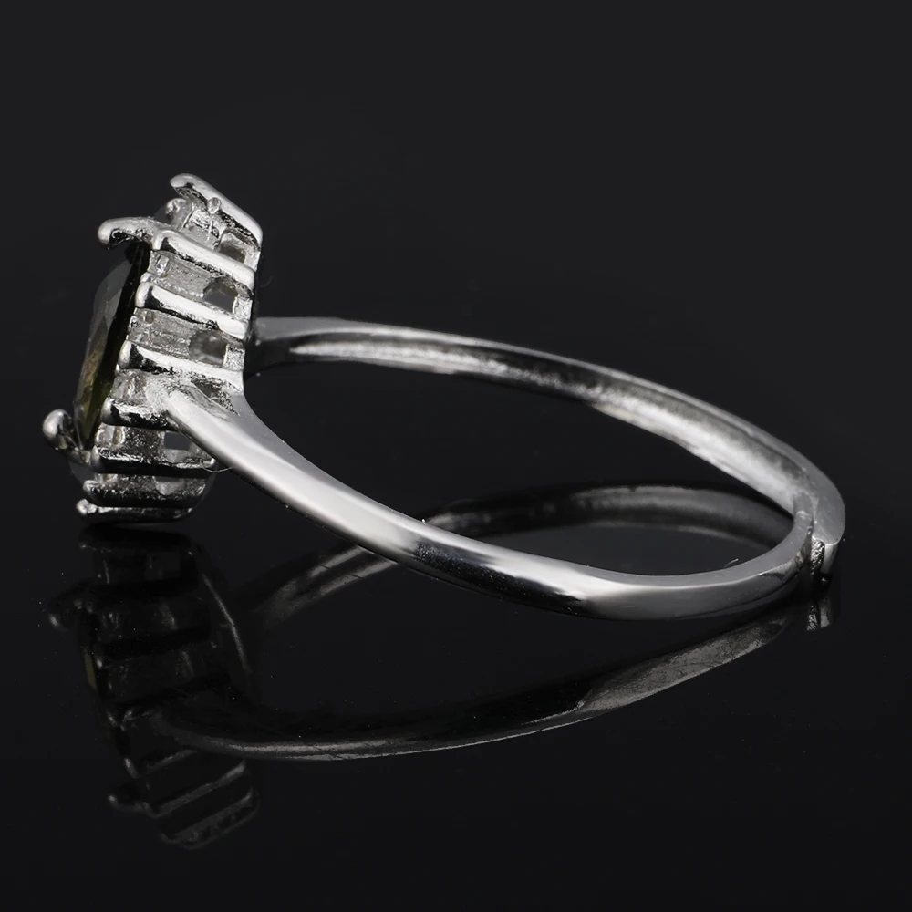 100% натуральный турмалин оливковое кольцо с бриллиантом женское регулируемое